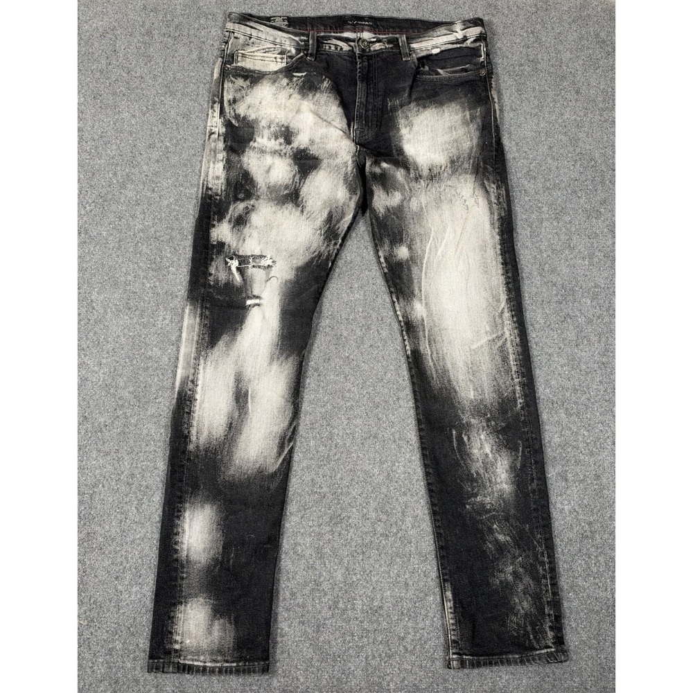 Cult of Individuality Stilt Skinny Jeans Men's 38x33 Black Gray Distressed Paint